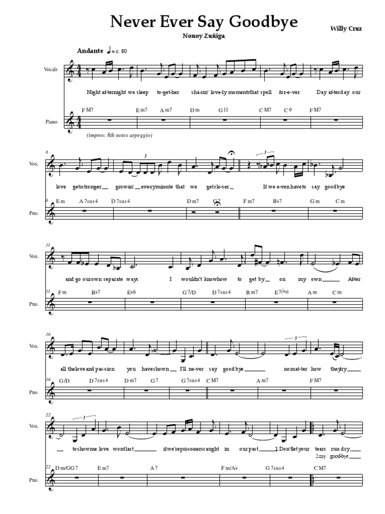 Never Ever Say Goodbye (Vocal Score) | PDF