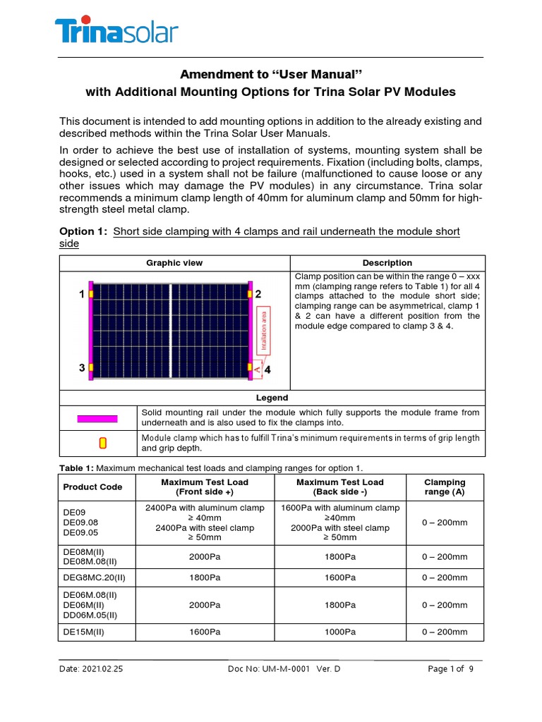 Trina Solar Manual | PDF | Solar Panel | Manufactured Goods