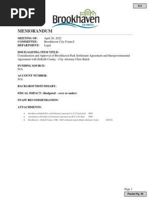 Brookhaven Park Agreement