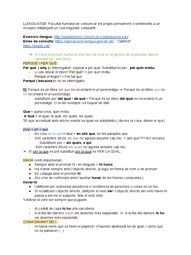Llengua I. Català | PDF