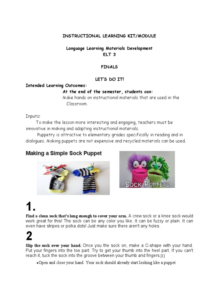 Simple Sock Puppet Instructions | PDF | Puppets | Sock