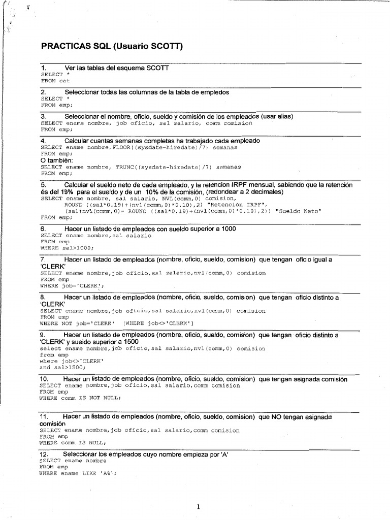 Consultas SQL para Gestión de Empleados | PDF | SQL | Gastos