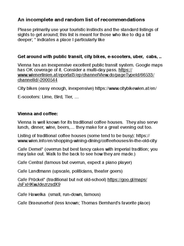 An and Random List of Get Around With