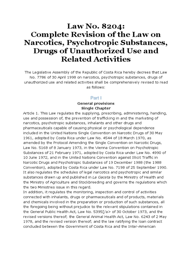 Law No. 8204 Costa Rica Anti Money Laundering Law PDF Medical