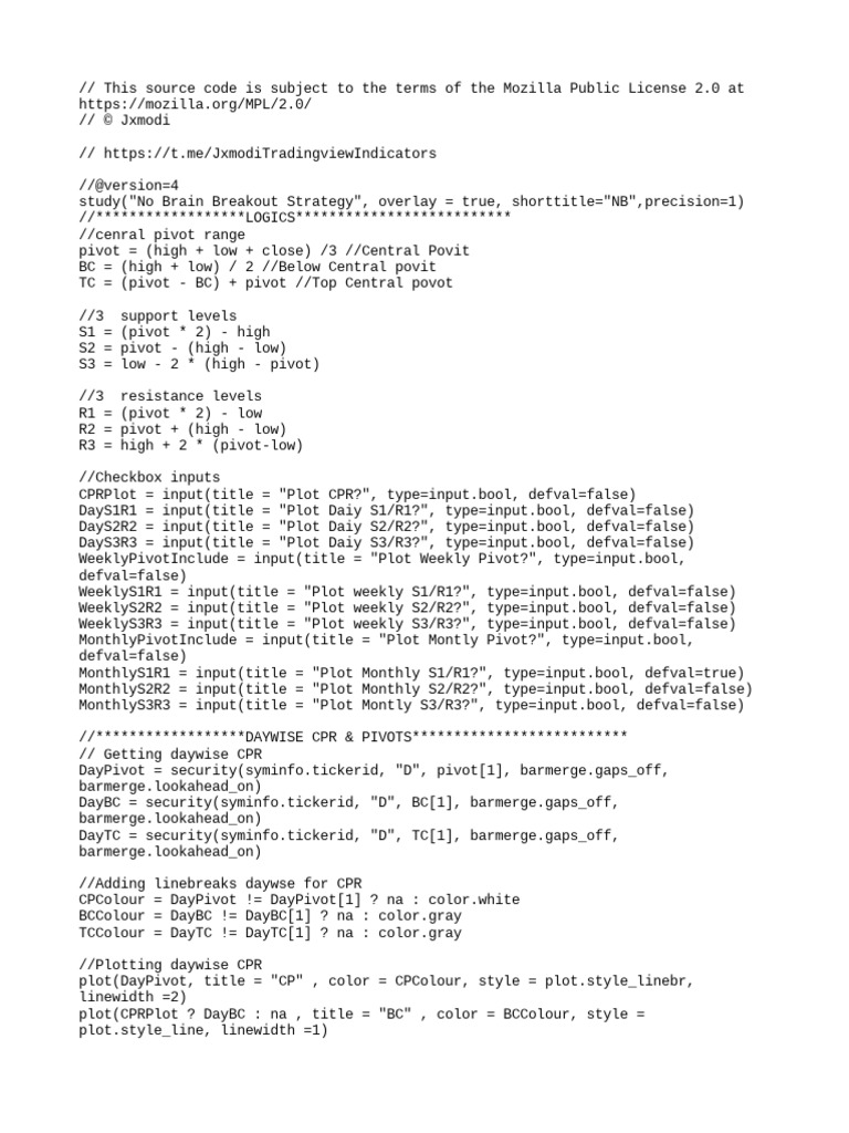 No Brain Strategy Tradingview | PDF | Moving Average | Computer Programming