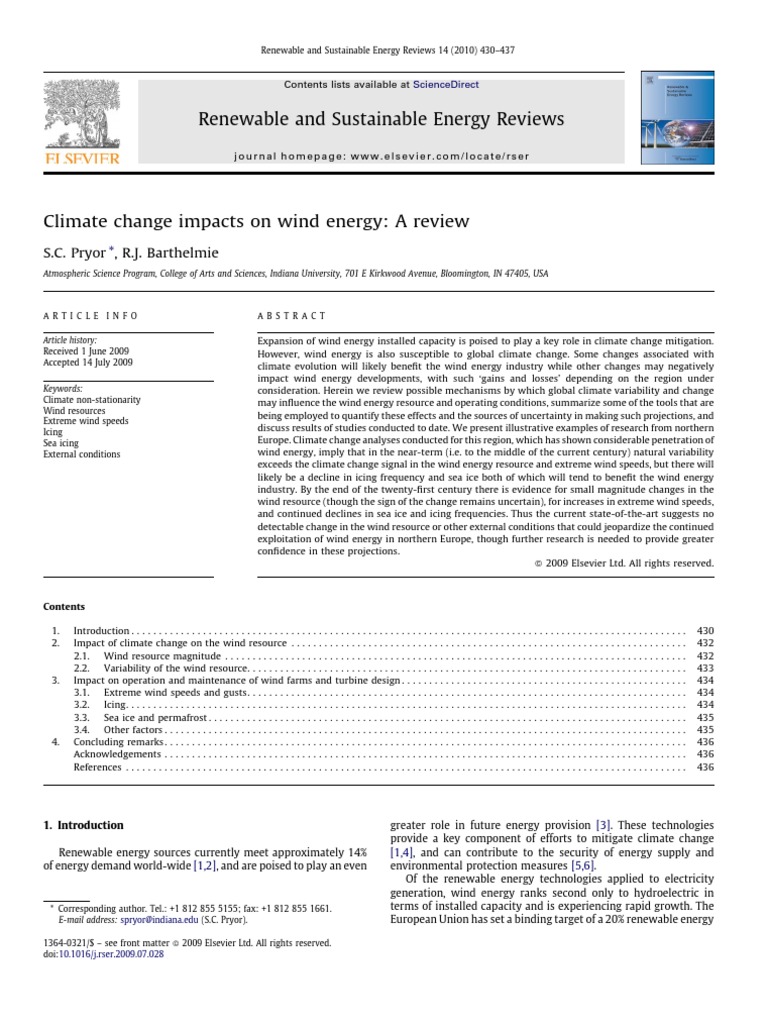 Climate Change Impacts On Wind Energy | PDF | General Circulation Model ...