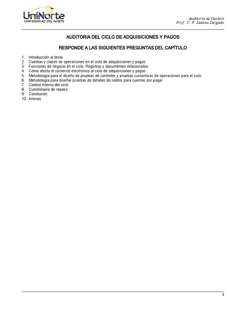 Auditoría del Ciclo de Adquisiciones | PDF