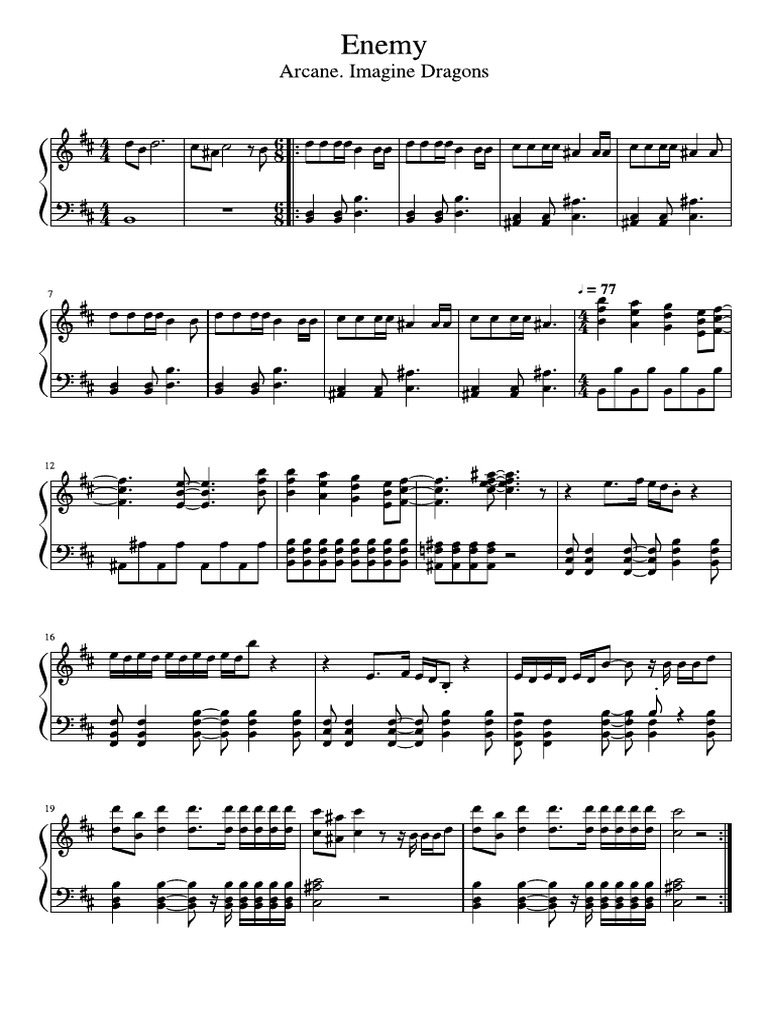 Enemy Piano Easy PDF