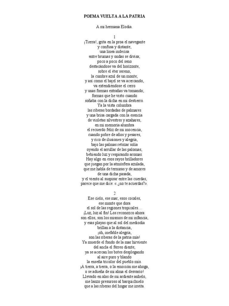 Poema Vuelta A La Patria | PDF
