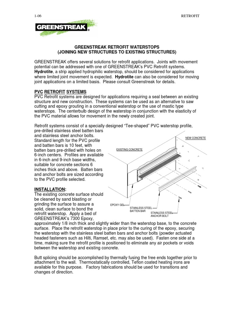 Retrofit Waterstop Installation Guide | PDF | Adhesive | Concrete
