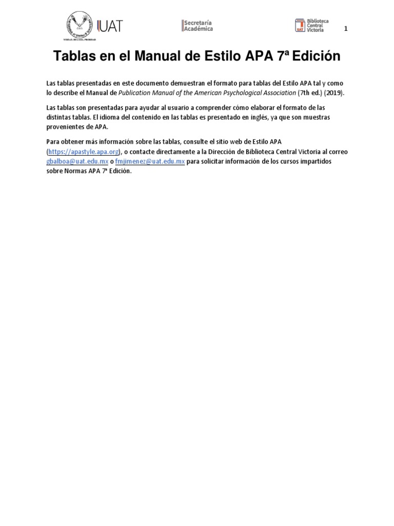 Ejemplos de Tablas APA 7 PDF Estadísticas multivariantes Análisis estadístico