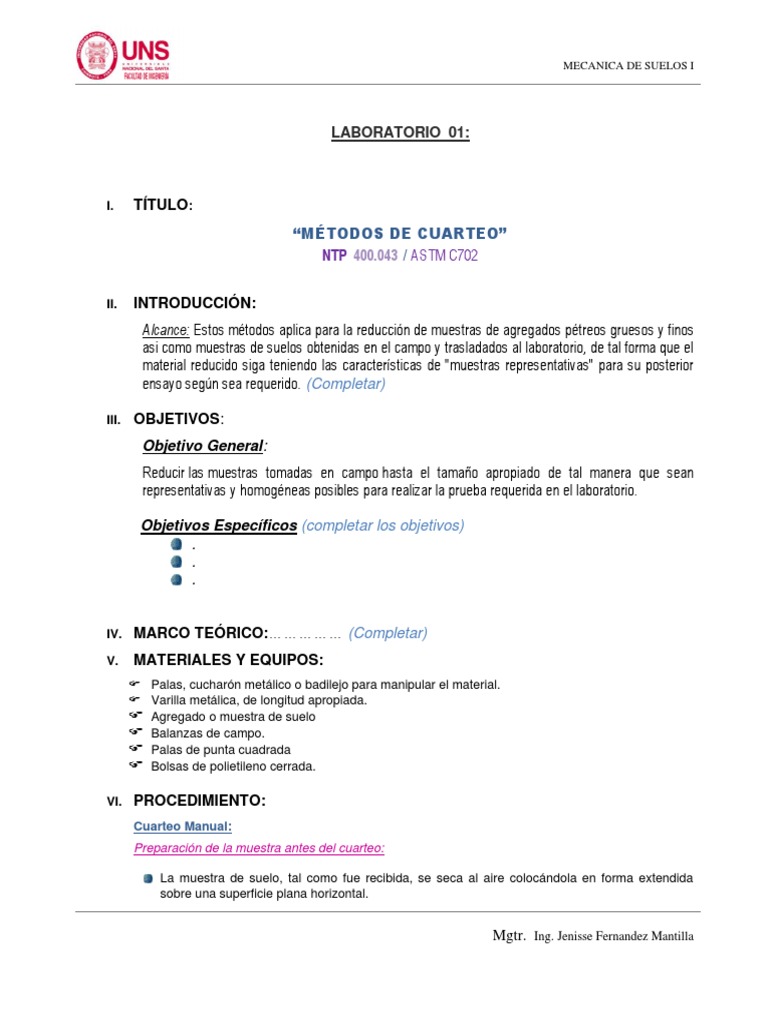 Métodos de Cuarteo en Suelos | PDF | Laboratorios