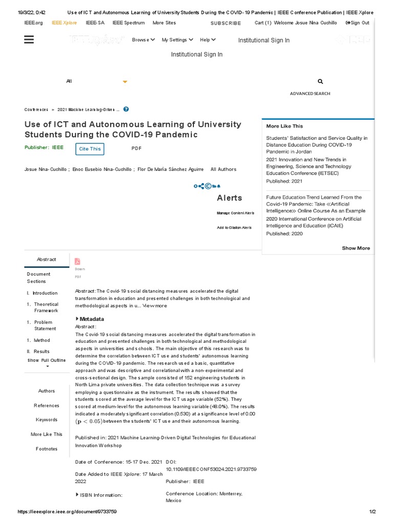 Use of ICT and Autonomous Learning of University Students During The ...