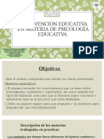 Intervención educativa en materia de psicología educativa