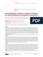 PROCRASTINAÇÃO, CONTROLE E ESFORÇO PERCEBIDO NO COMPORTAMENTO DE DESPERDÍCIO DE ALIMENTOS