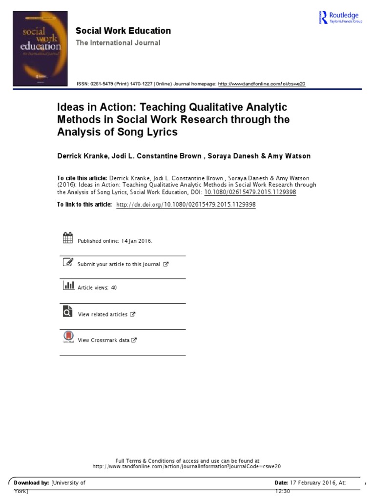 Teaching Qualitative Analytic Methods in Social Work Research Through