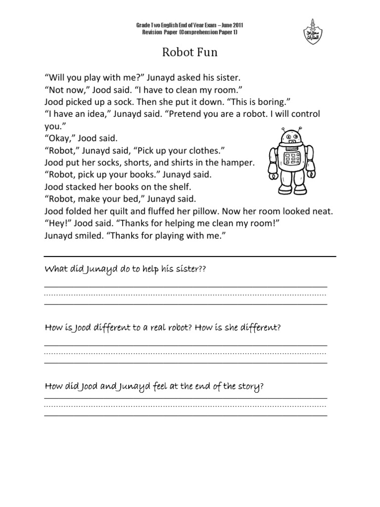 g2 english comprehension 1 revision worksheets may 2011