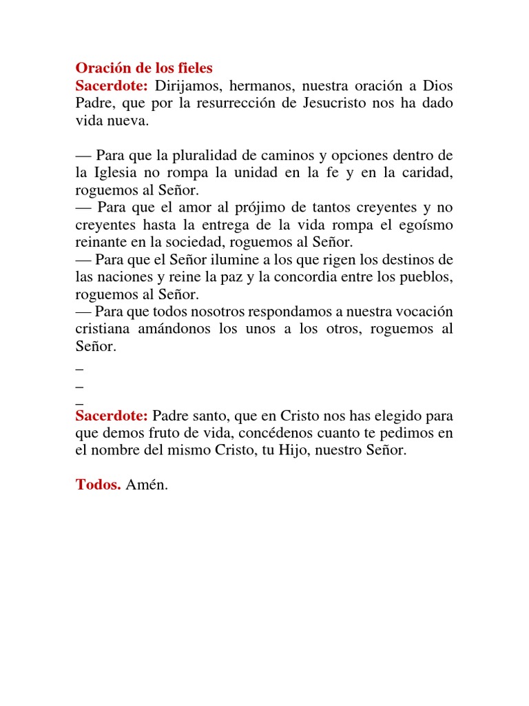 Oración de Los Fieles PDF