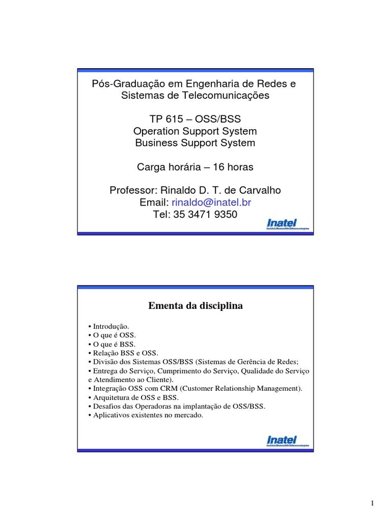 05 - Oss Bss Parte1 | PDF | Tecnologia da Informação | Rede de computadores