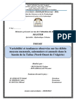 Variabilité Et Tendances Observées Sur Les Débits Moyens Mensuels, Saisonniers Et Annuels Dans Le Bassin de La Tafna (Nord-Ouest de L'algérie)