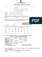 Prueba de Diagnóstico Matemática 5°B 2020