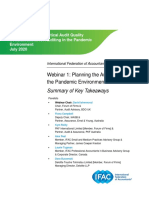 Webinar 1: Planning The Audit in The Pandemic Environment: Summary of Key Takeaways