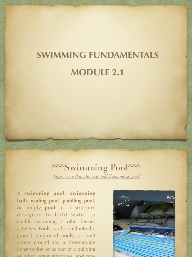 Aquatics Module 2.1 PDF Swimming Pool Swimming (Sport)