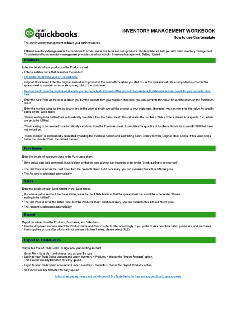 Inventory Management Workbook Guide | PDF | Inventory | Microsoft Excel
