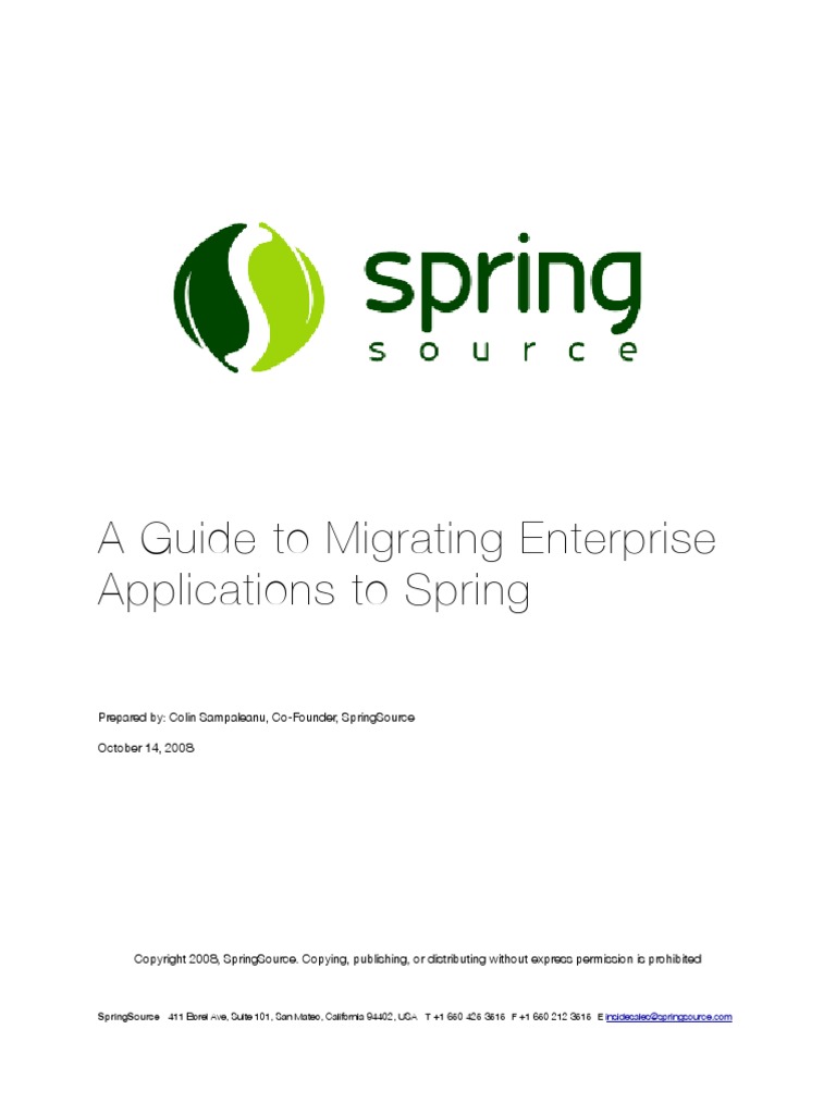 Migrating Apps To Spring | PDF | Enterprise Java Beans | Spring Framework