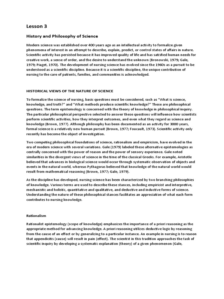 Lesson 3: History and Philosophy of Science | PDF | Science | Theory