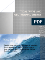 Tidal, Wave and Geothermal Energy: BY, Chetana, Akhila, Sabitha, Snehitha