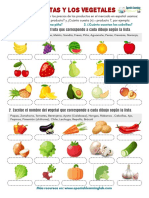 Frutas y Vegetales Espanol Fruits Vegetables Spanish Worksheet