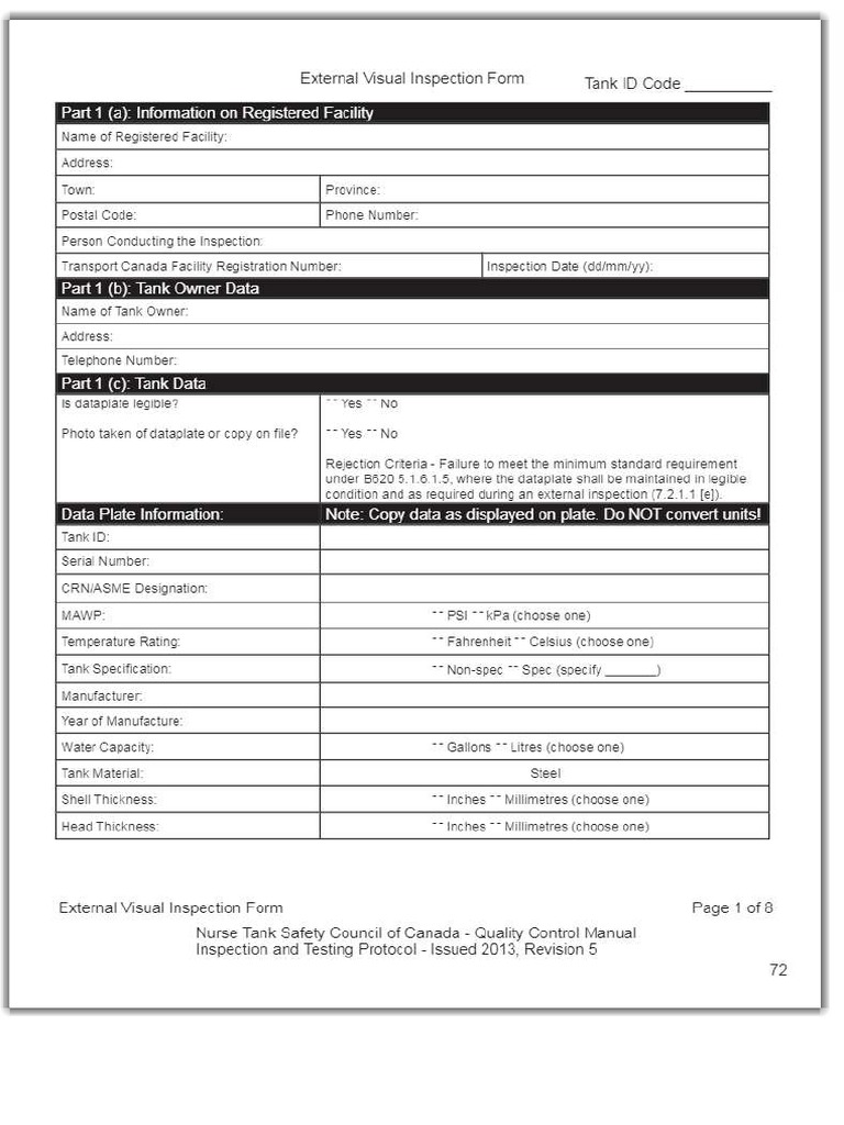 External Visual Inspection Form PDF