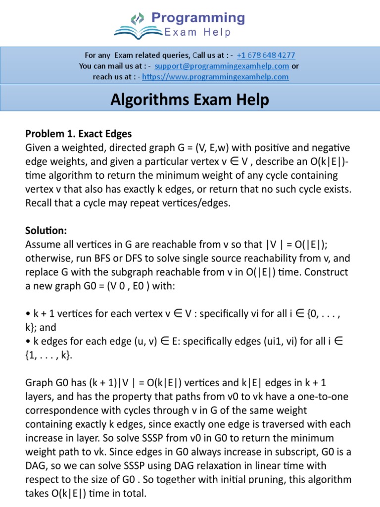 Algorithm Exam Help | PDF | Vertex (Graph Theory) | Mathematical Relations