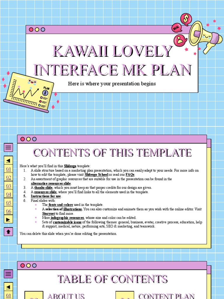 Kawaii Lovely Interface MK Plan by Slidesgo PDF