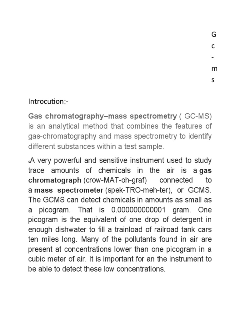 G C - M S Introcution:-: Gas Chromatography-Mass Spectrometry (GC-MS ...
