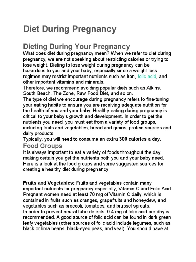Diet During Pregnancy | PDF | Foods | Vegetables