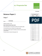 Cambridge Secondary Progression Test - Stage 7 Science Paper 2