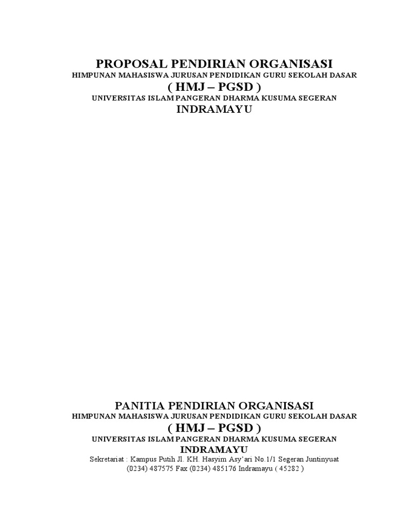 Proposal Pendirian Organisasi