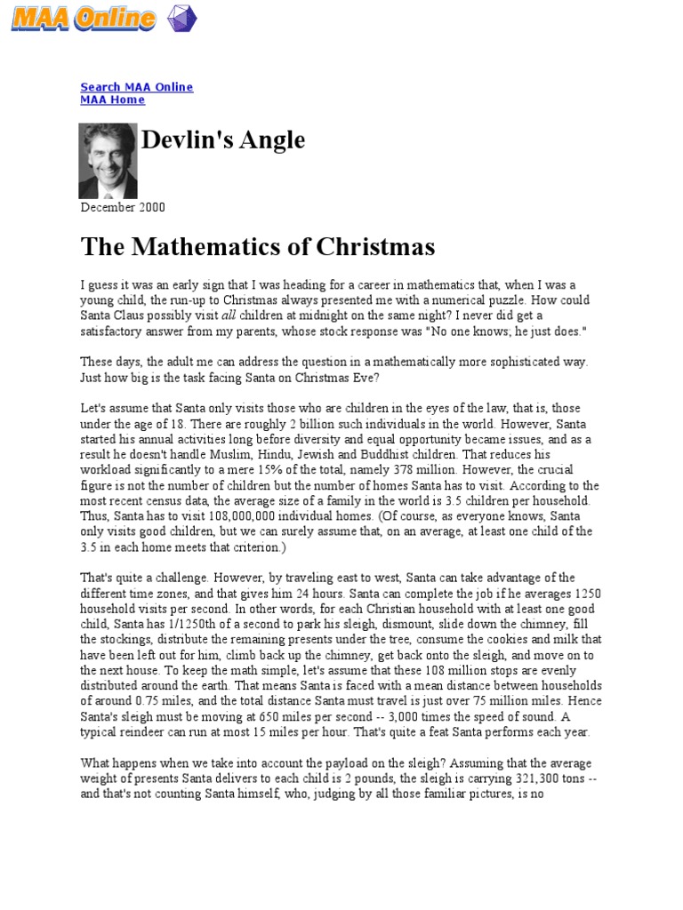 Santa's Christmas Math Challenge | PDF | Santa Claus | Christmas And ...