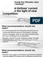What Issues Should Ann Rhoades Raise in Tomorrow's Meeting?: - Southwest Airlines' Current