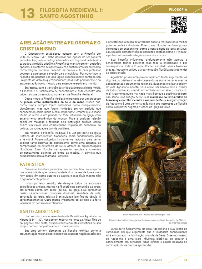 Filosofia Medieval I Santo Agostinho | PDF | Agostinho de Hipona | Deus