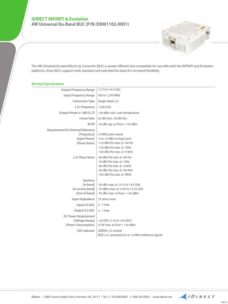 4W Universal Ku-Band BUC (P/N: E0001102-0001) : iDIRECT iNFINITI ...