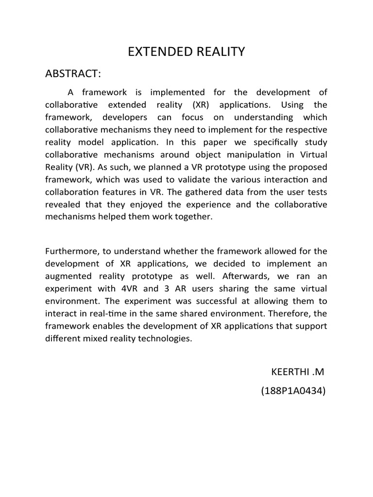 Collaborative XR Framework for VR/AR | PDF