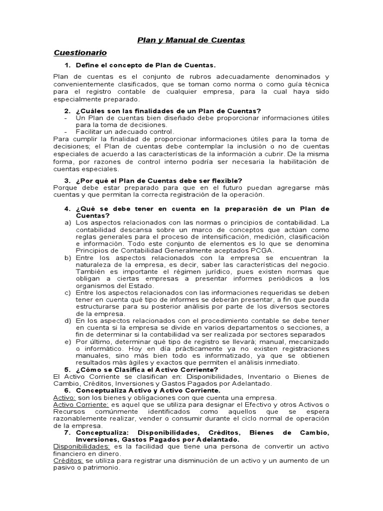 Plan y Manual de Cuentas | PDF | Contabilidad | Business