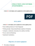 Ce 8005 - Air Pollution and Control Engineering: Unit Control of Gaseous Contaminants