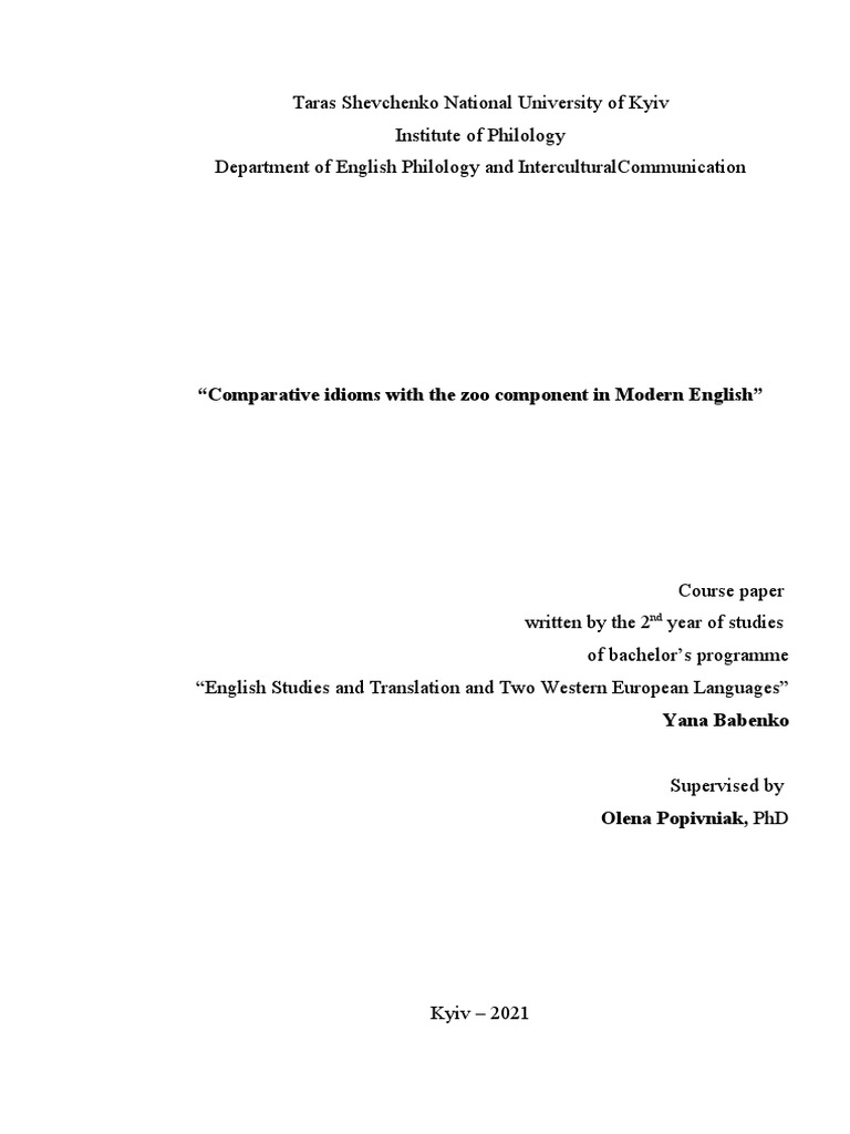 Comparative Zoo Idioms in Modern English | PDF | Idiom | Adjective