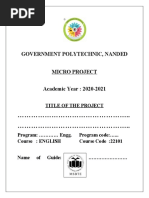 Government Polytechnic, Nanded Micro Project Academic Year: 2020-2021