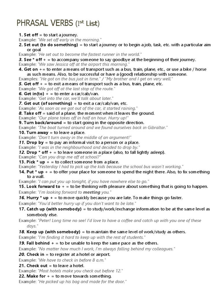 PHRASAL VERBS (1st List) | PDF