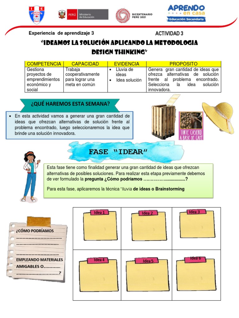 Fase Idear en Design Thinking Educativo | PDF | Cognición | Aprendizaje
